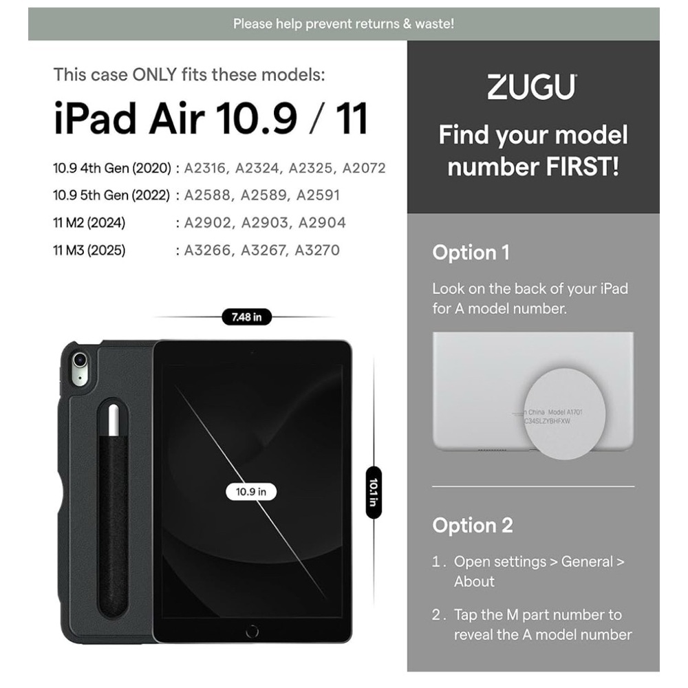 ZUGU Case iPad Air 10.9 4th/5th Gen, 11 (M3 2025/M2 2024) Desert Rose - Picture 9 of 12